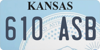 KS license plate 610ASB