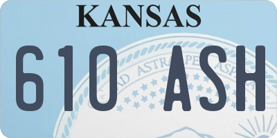 KS license plate 610ASH