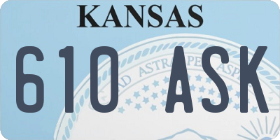 KS license plate 610ASK