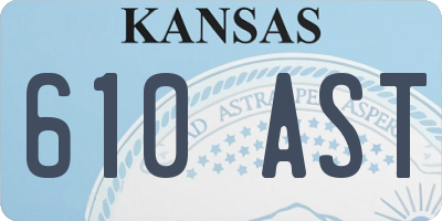 KS license plate 610AST