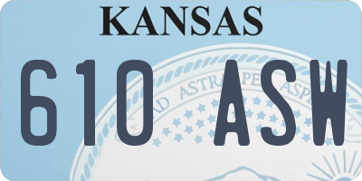 KS license plate 610ASW