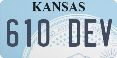 KS license plate 610DEV
