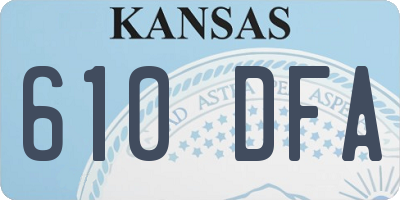 KS license plate 610DFA