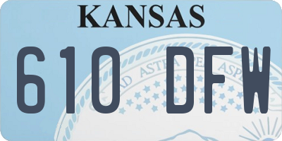 KS license plate 610DFW