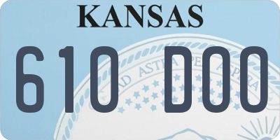 KS license plate 610DOO