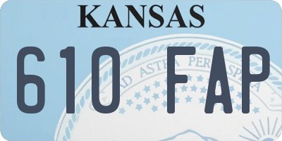 KS license plate 610FAP