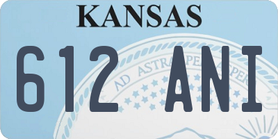 KS license plate 612ANI
