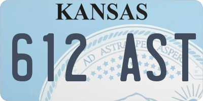 KS license plate 612AST
