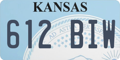 KS license plate 612BIW