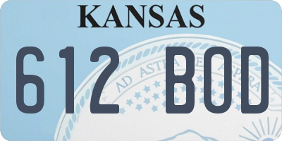KS license plate 612BOD