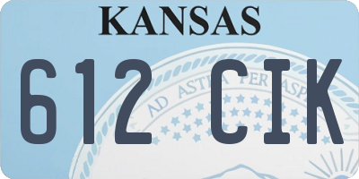 KS license plate 612CIK