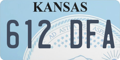KS license plate 612DFA