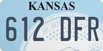 KS license plate 612DFR