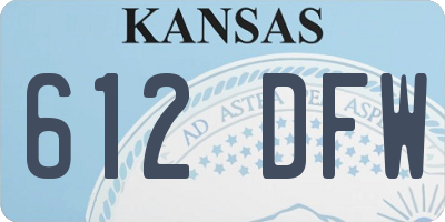 KS license plate 612DFW