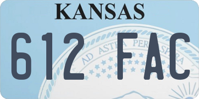 KS license plate 612FAC