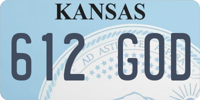 KS license plate 612GOD