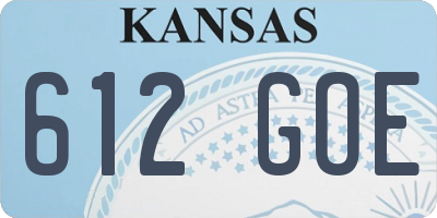 KS license plate 612GOE