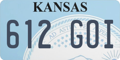 KS license plate 612GOI