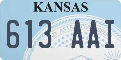 KS license plate 613AAI