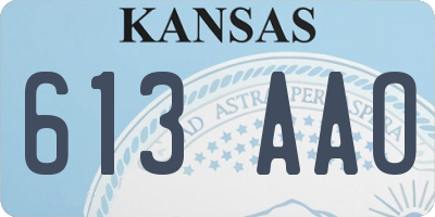 KS license plate 613AAO