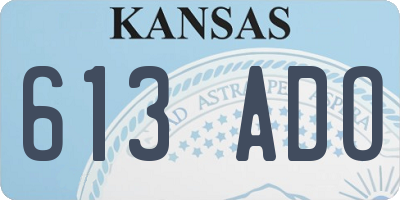 KS license plate 613ADO