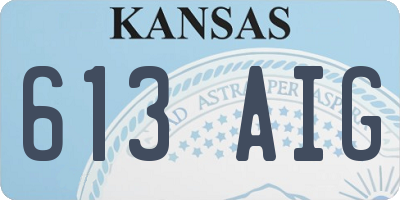 KS license plate 613AIG