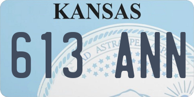 KS license plate 613ANN