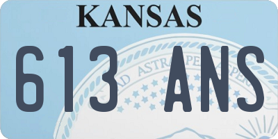 KS license plate 613ANS