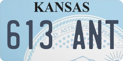 KS license plate 613ANT