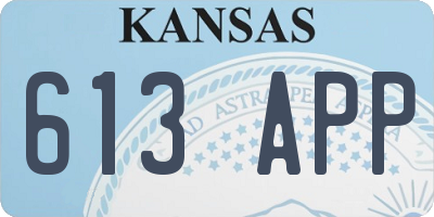 KS license plate 613APP