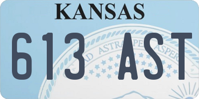 KS license plate 613AST