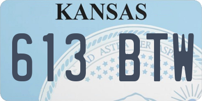 KS license plate 613BTW