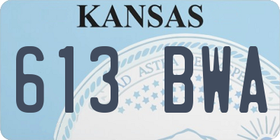 KS license plate 613BWA