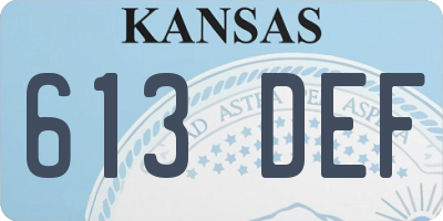 KS license plate 613DEF