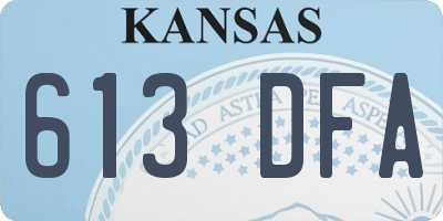 KS license plate 613DFA