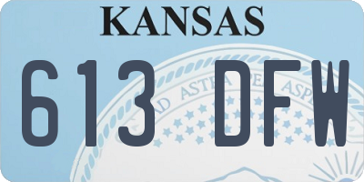 KS license plate 613DFW