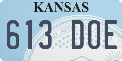 KS license plate 613DOE