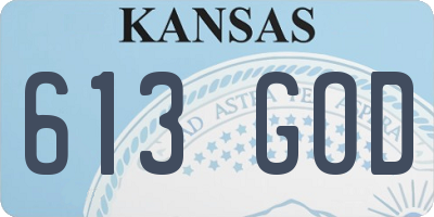 KS license plate 613GOD