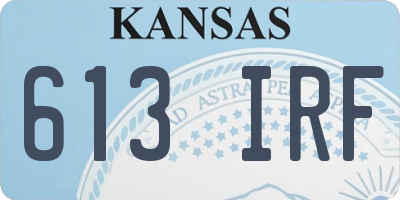 KS license plate 613IRF