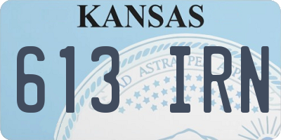 KS license plate 613IRN