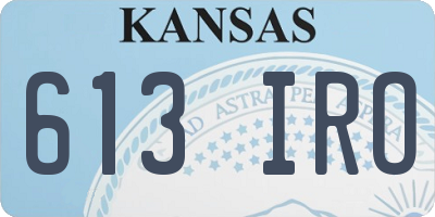 KS license plate 613IRO