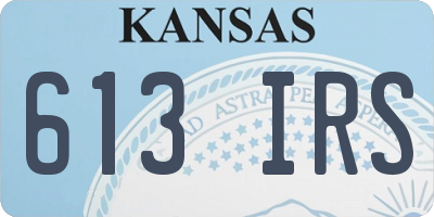 KS license plate 613IRS