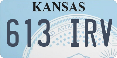 KS license plate 613IRV
