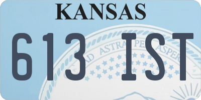 KS license plate 613IST