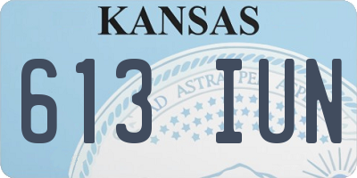 KS license plate 613IUN