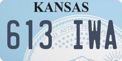 KS license plate 613IWA