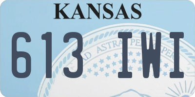 KS license plate 613IWI