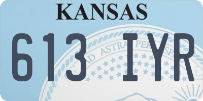 KS license plate 613IYR