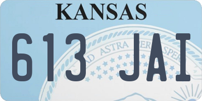 KS license plate 613JAI