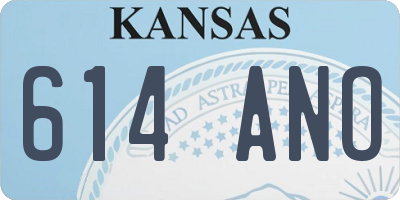 KS license plate 614ANO